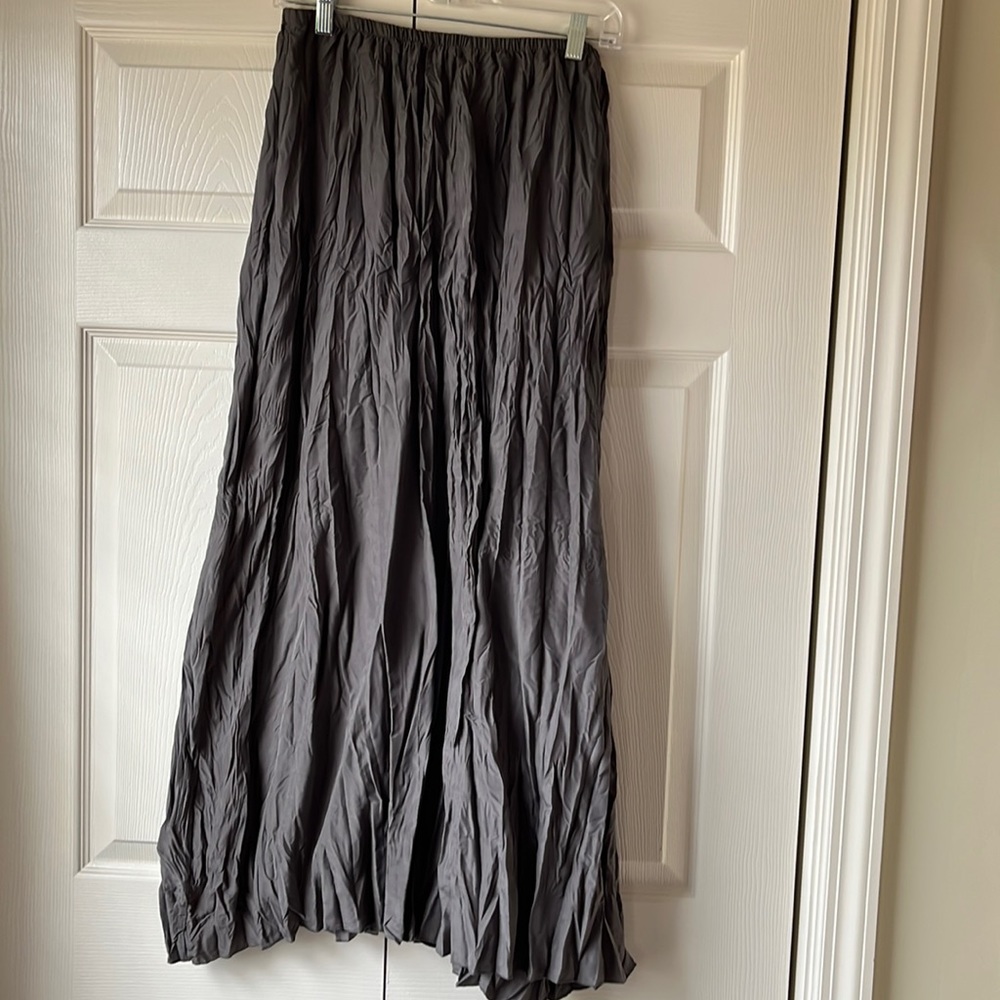 Garnet Hill Silk Maxi Crinkle Skirt